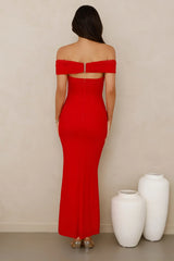 Swan Song Off Shoulder Mesh Maxi Dress