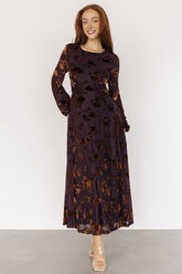 Thora Velvet Dress | Deep Plum + Bronze