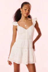 Rietta Cotton Lace-Trimmed Mini Dress