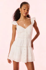 Rietta Cotton Lace-Trimmed Mini Dress