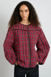 macy quilted jacket - red check