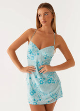 Vietta Sequin Cami Mini Dress - Blue