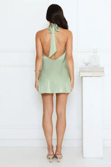 Exclusive Parties Halter Satin Mini Dress Yellow