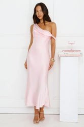 Stylish Season Off Shoulder Satin Midi Dress