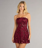 Shimmer In Bloom Floral Sequin Mini Tube Dress