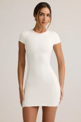 Modal Short-Sleeve Bodycon Mini Dress in White