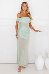 Dewdrop Dream Off Shoulder Mesh Maxi Dress