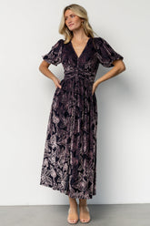 Dahlia Velvet Dress | Indigo + Purple Floral