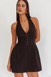 Elisabet Halter Neck Mini Dress Black