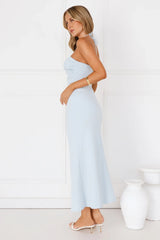 Minimalist Luxe Halter Midi Dress Brown
