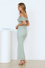 Swan Song Off Shoulder Mesh Maxi Dress