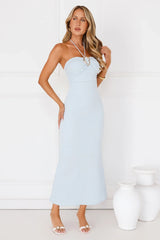 Minimalist Luxe Halter Midi Dress Brown