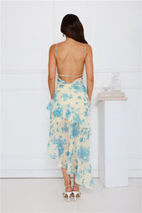 Unique Flower Midi Dress Yellow