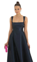 Fit and Flare Maxi Dress in Navy